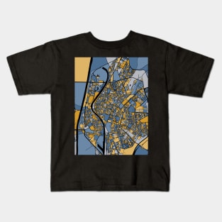 Seville Map Pattern in Blue & Gold Kids T-Shirt